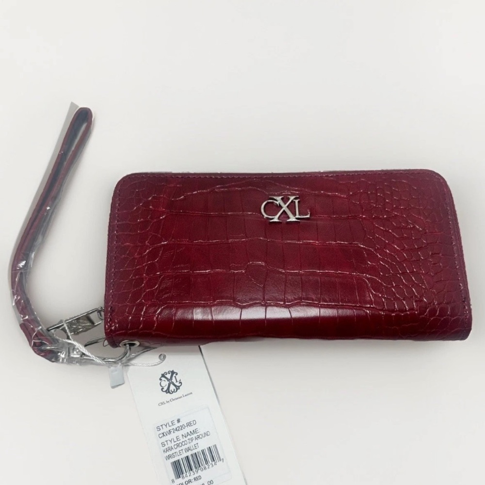 CXL‎ by Christian Lacroix Kara Croco Zip Around Wristlet Wallet Red NWT